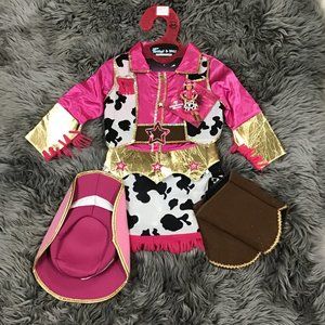 Teetot Inc. | Girl's Pink & White Cowgirl Costume | 4 Pieces | Size 3-4
